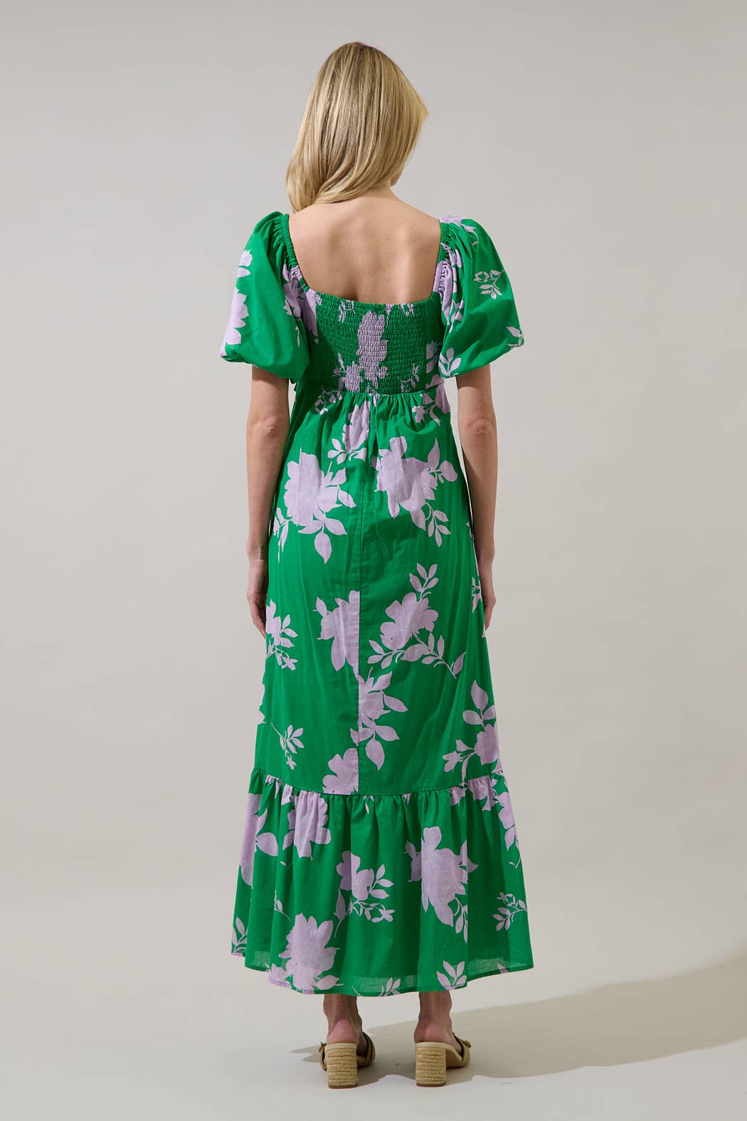Zama Floral Xena Puff Sleeve Maxi Dress