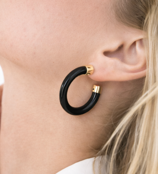 Hoo Hoops: Black Acrylic Hoop Earrings