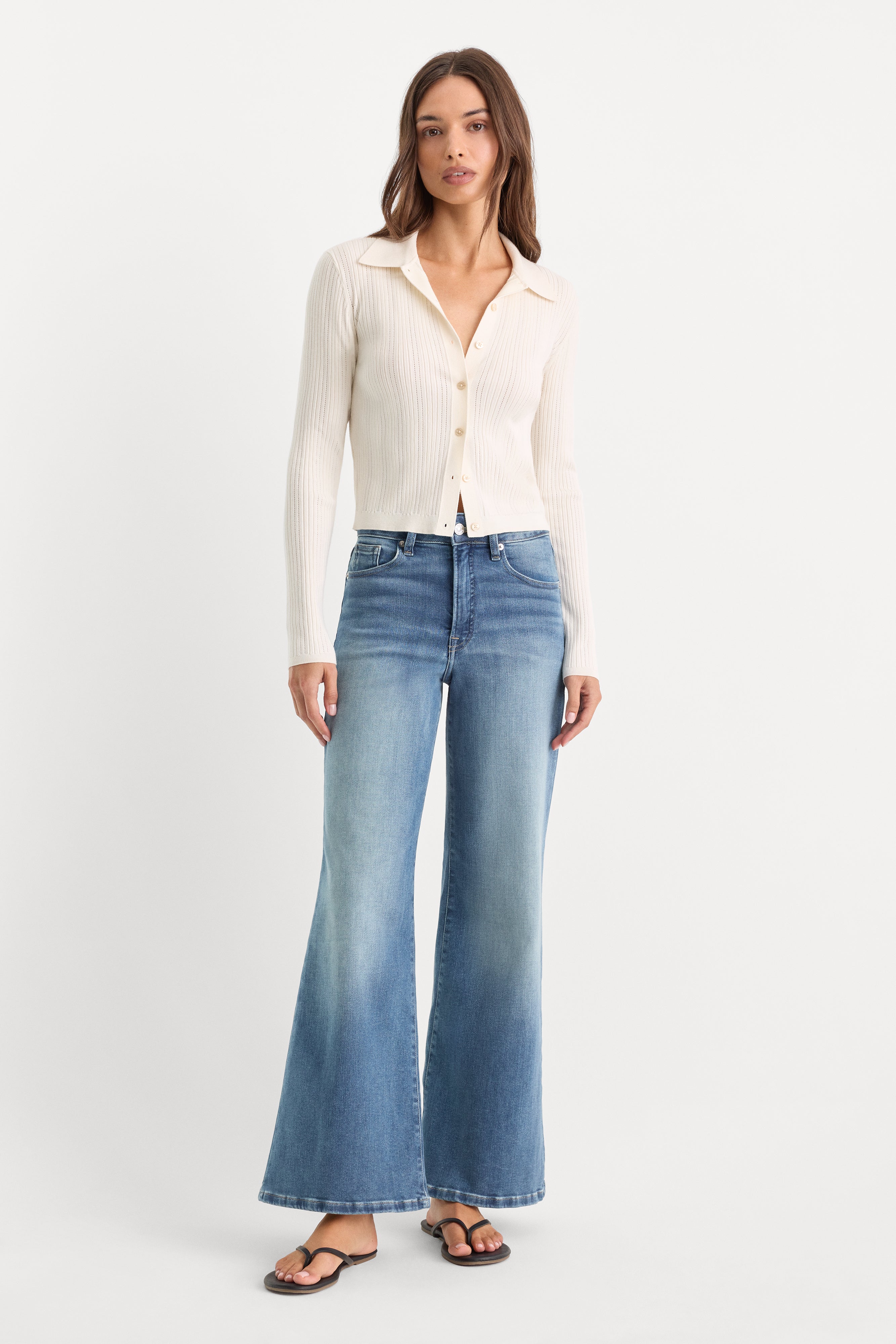 Soft Tech Good Waist Palazzo Ankle Jeans