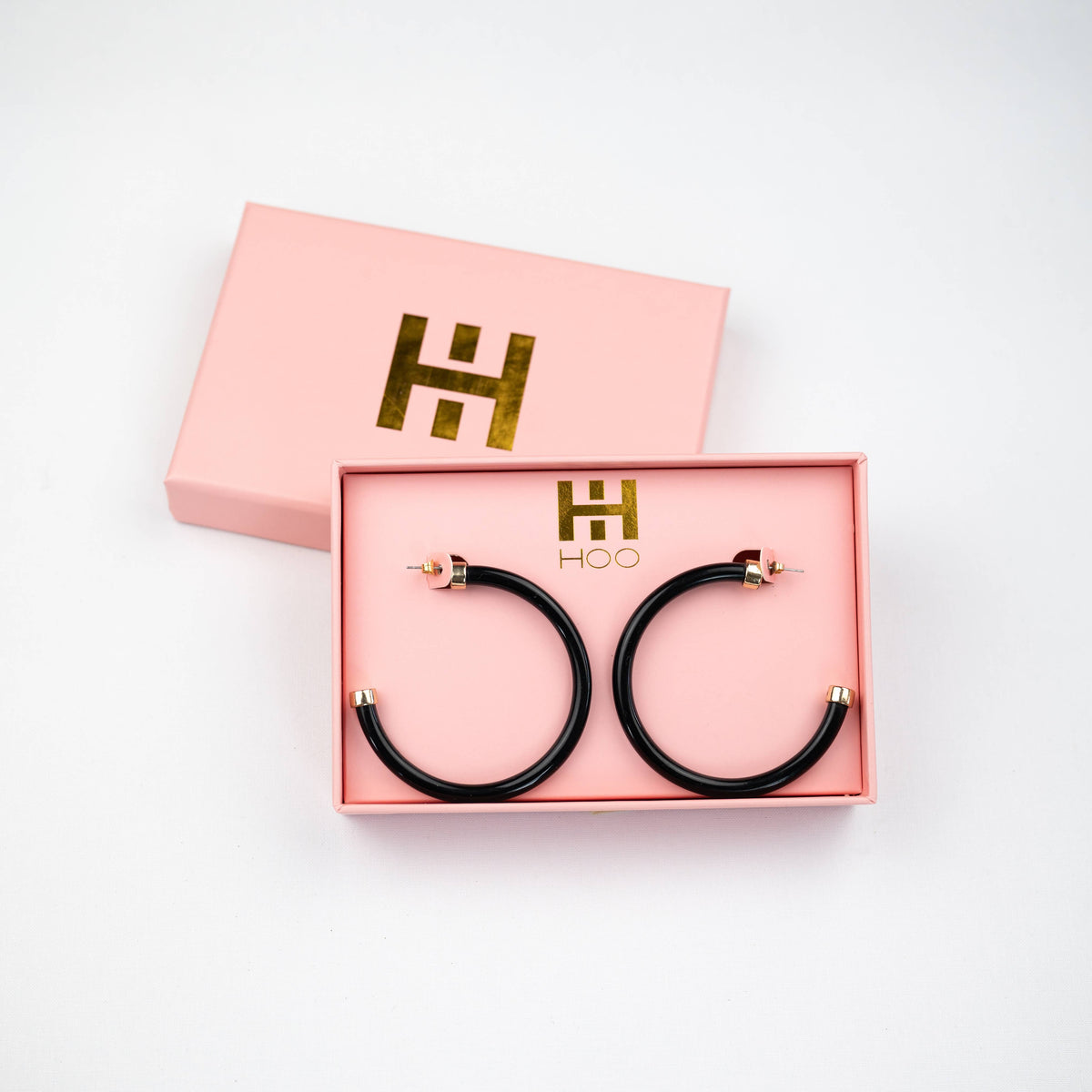 Hoo Hoops: Black Acrylic Hoop Earrings