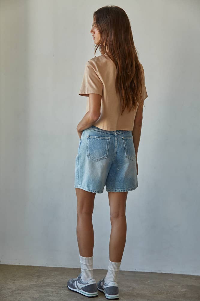 L8686 | Knit Cotton Round Neck Short Sleeve Crop Top