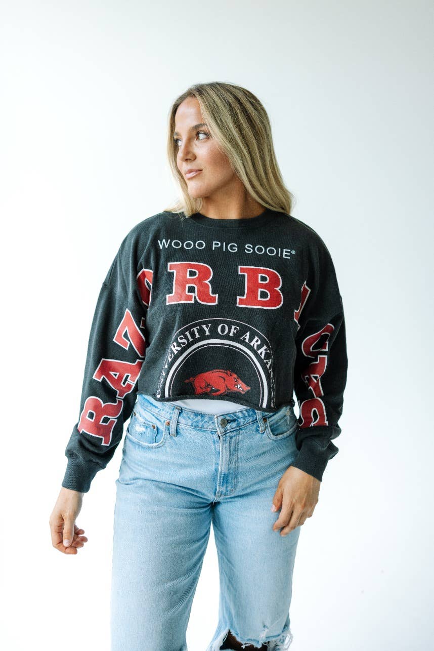 Gameday Social Apparel Co.®: Arkansas Phipps Split Sleeve Cropped Longsleeve