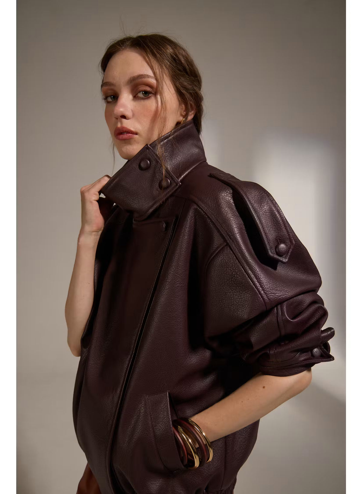 Misti Vegan Leather Jacket - Bordeaux