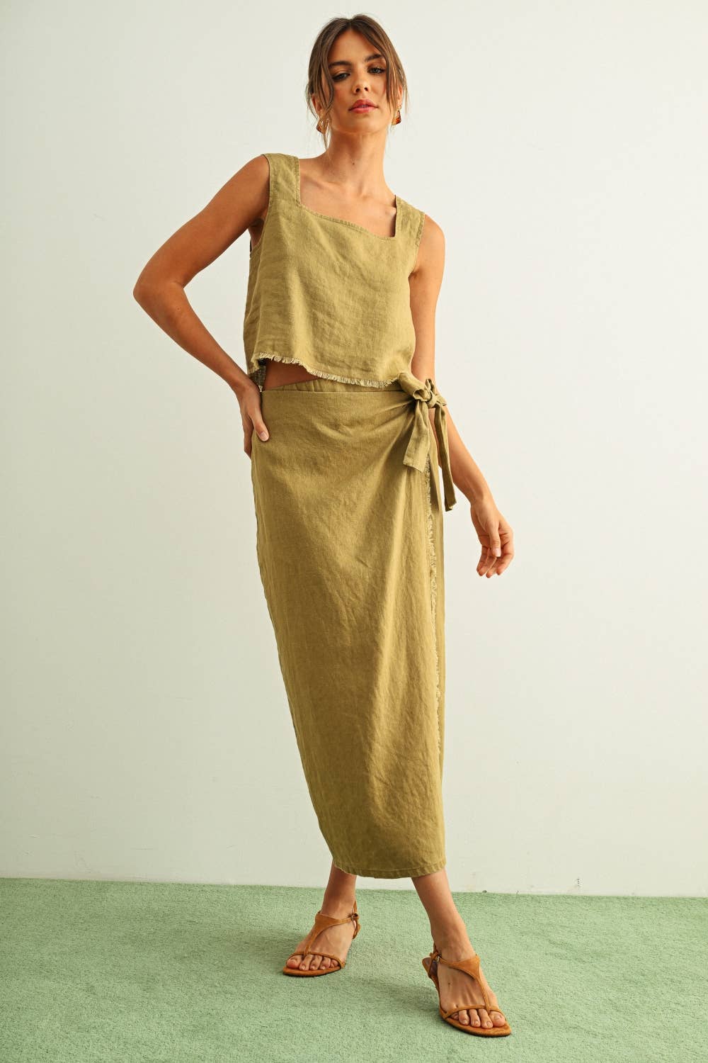 S6260ST   RAW HEM WRAP SKIRT