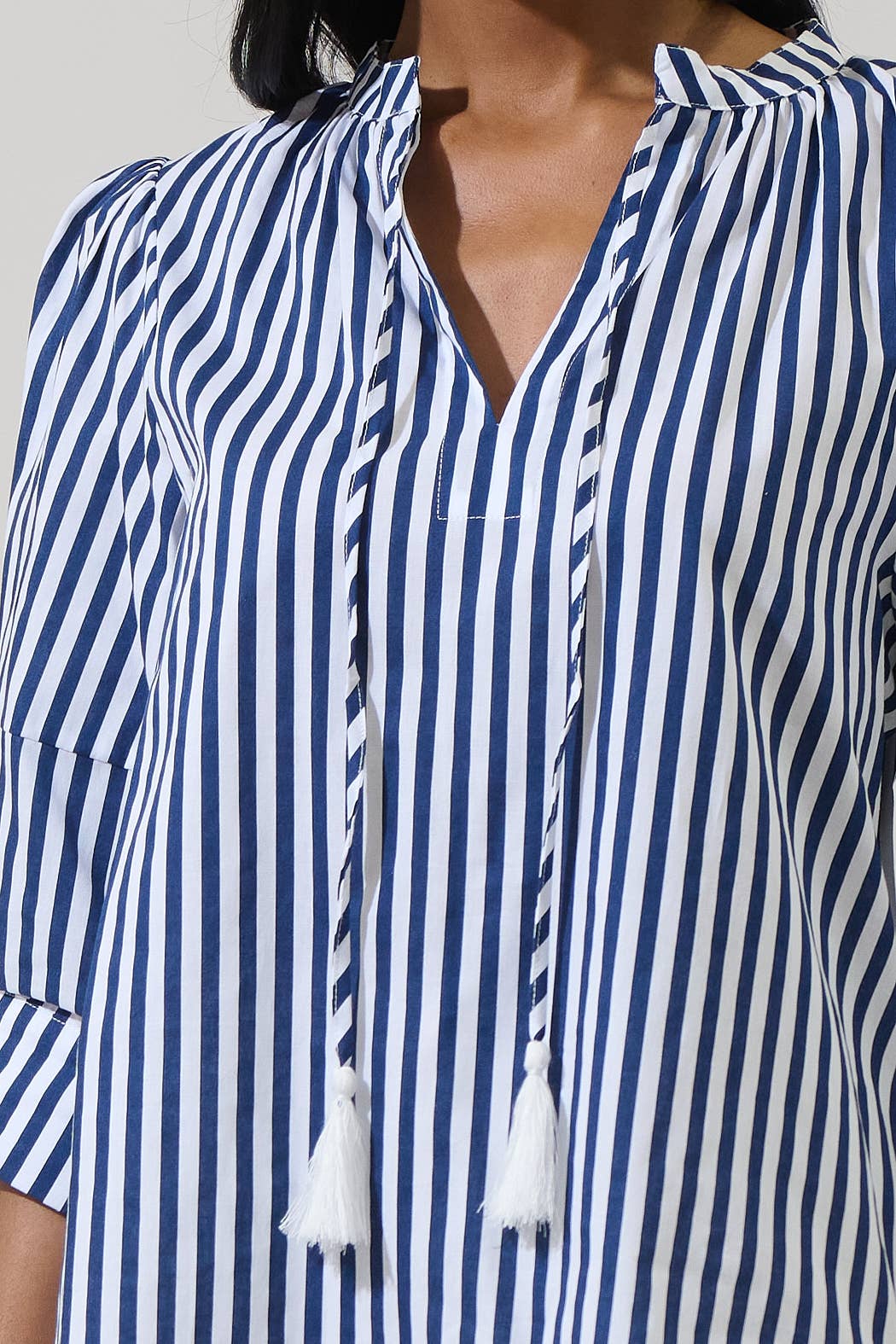 Glenda Stripe Irina Split Neck Top