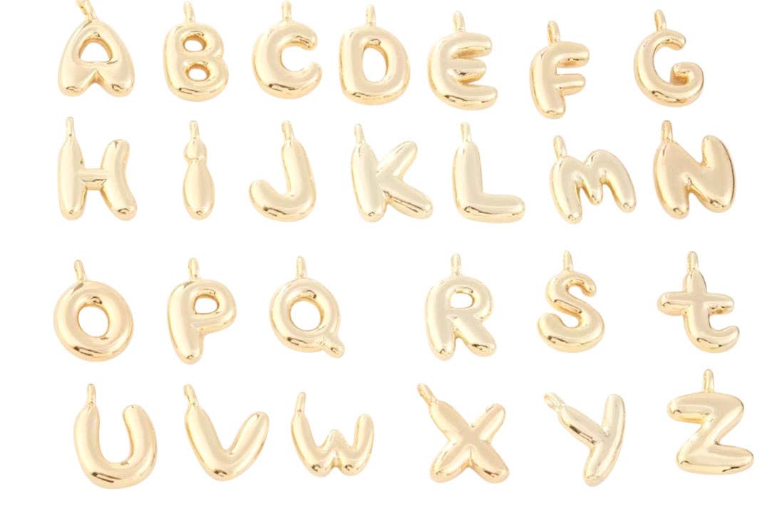 Gold Clip on Bubble Letters Scarf Initials - Set of Alphabet