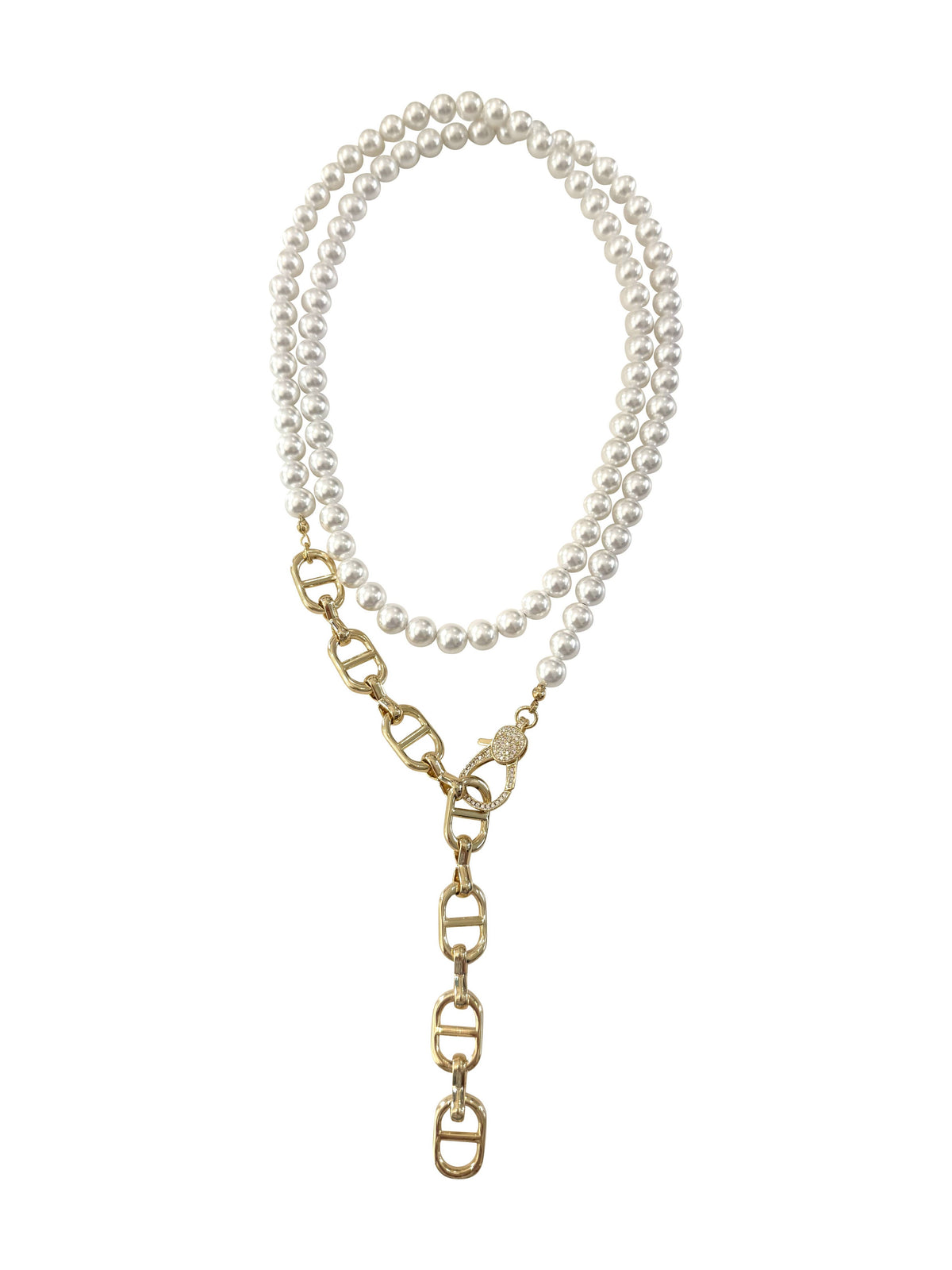 Bennett Pearl Horsebit Chain Lariat Necklace