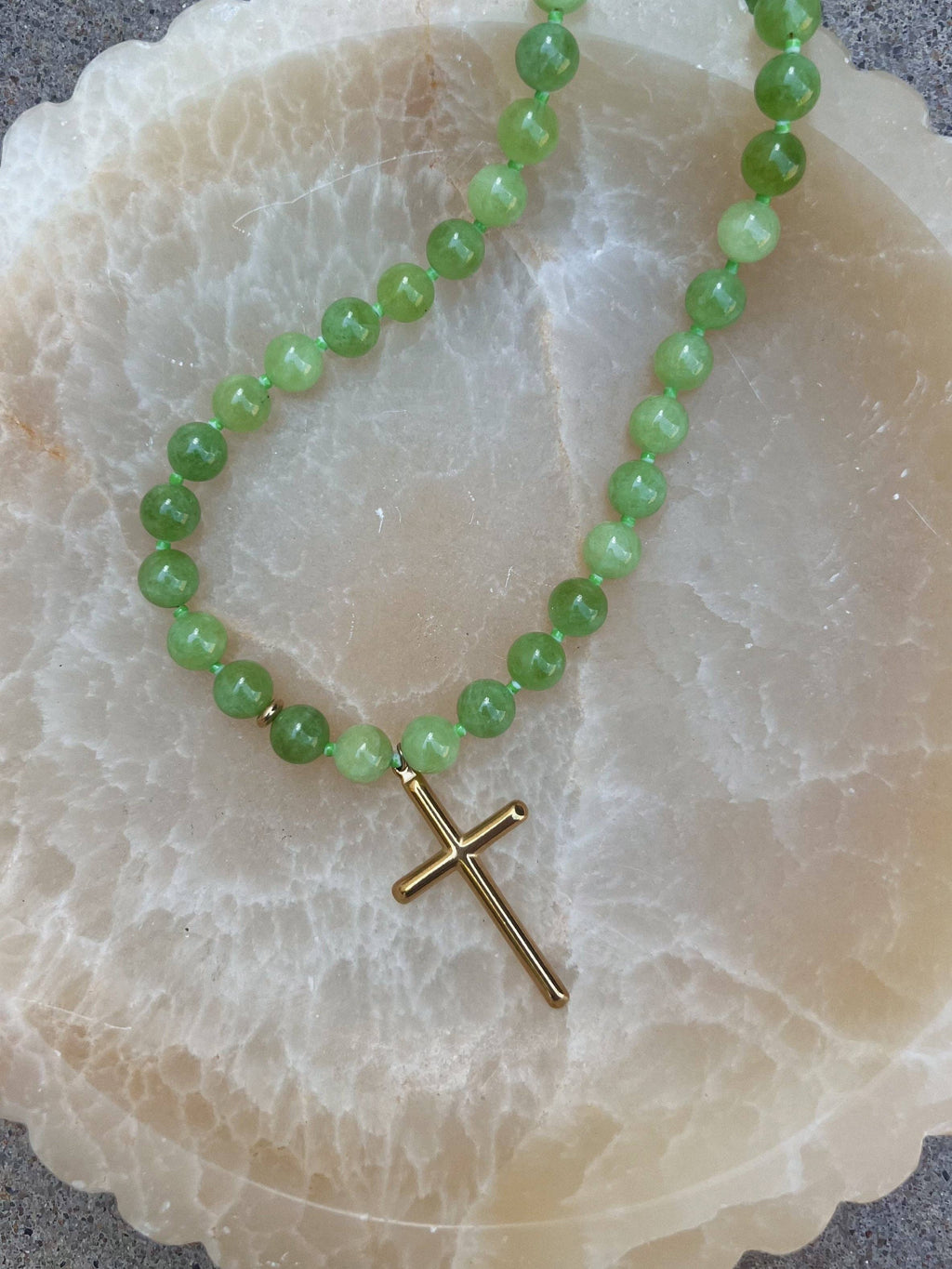 Conley Beaded Cross Necklace : Water Resistant and Hypoallergenic