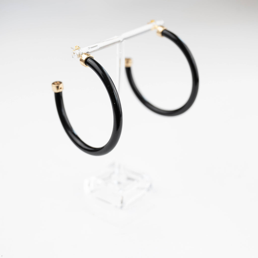 Hoo Hoops: Black Acrylic Hoop Earrings