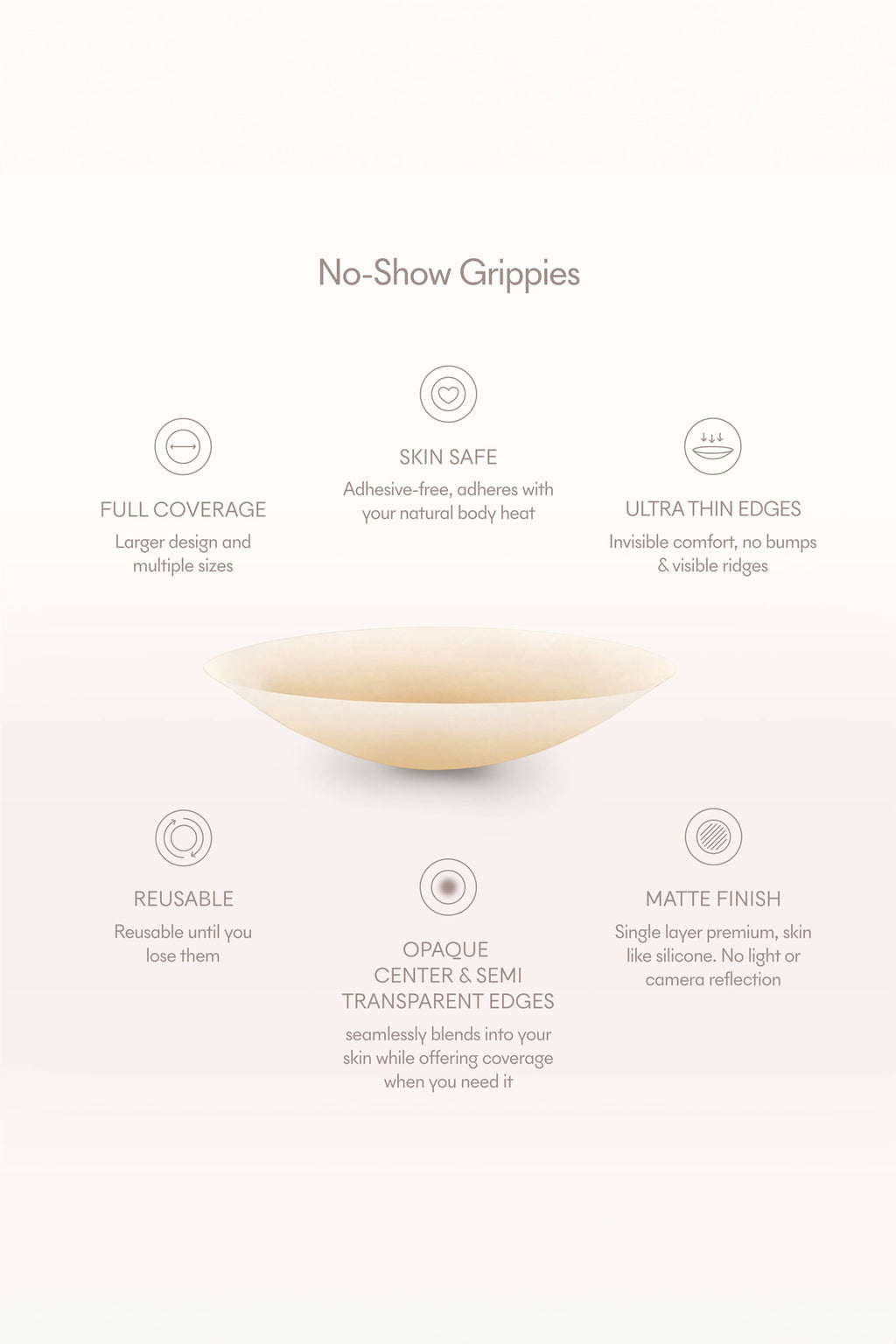 Grippies No-Show | NON-ADHESIVE Reusable Nipple Covers