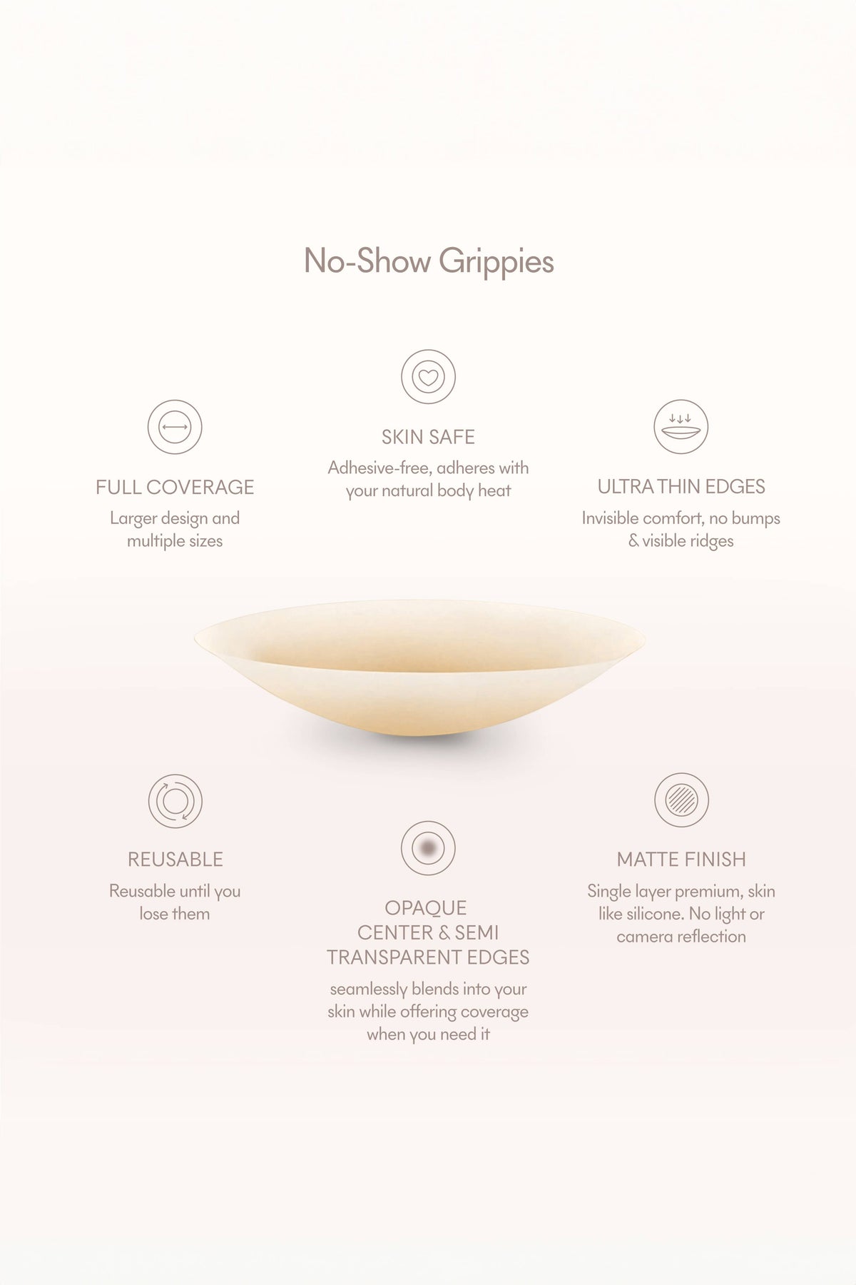 Grippies No-Show | NON-ADHESIVE Reusable Nipple Covers