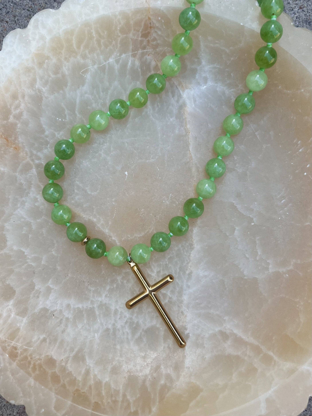 Conley Beaded Cross Necklace : Water Resistant and Hypoallergenic