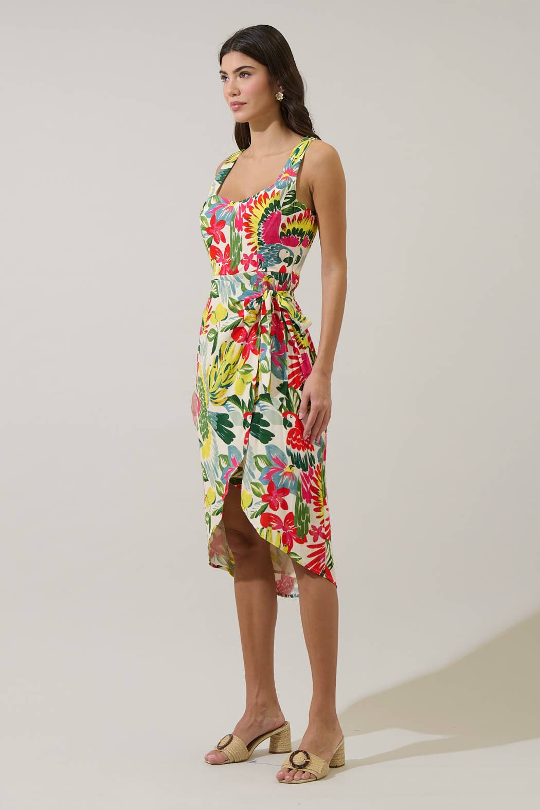 Wissa Tropical Beli Wrap Midi Dress