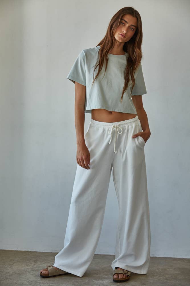 L8686 | Knit Cotton Round Neck Short Sleeve Crop Top