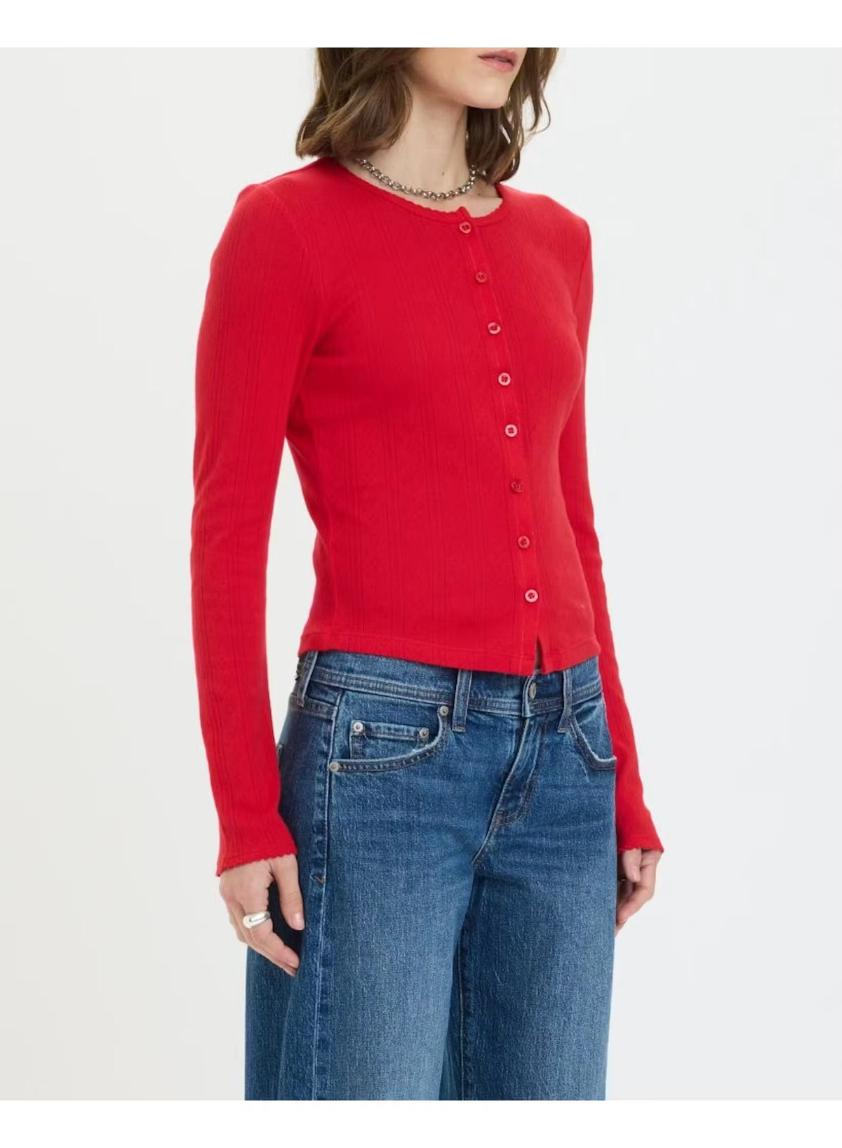 Stargazer Pointelle Cardigan - Cherry Bomb
