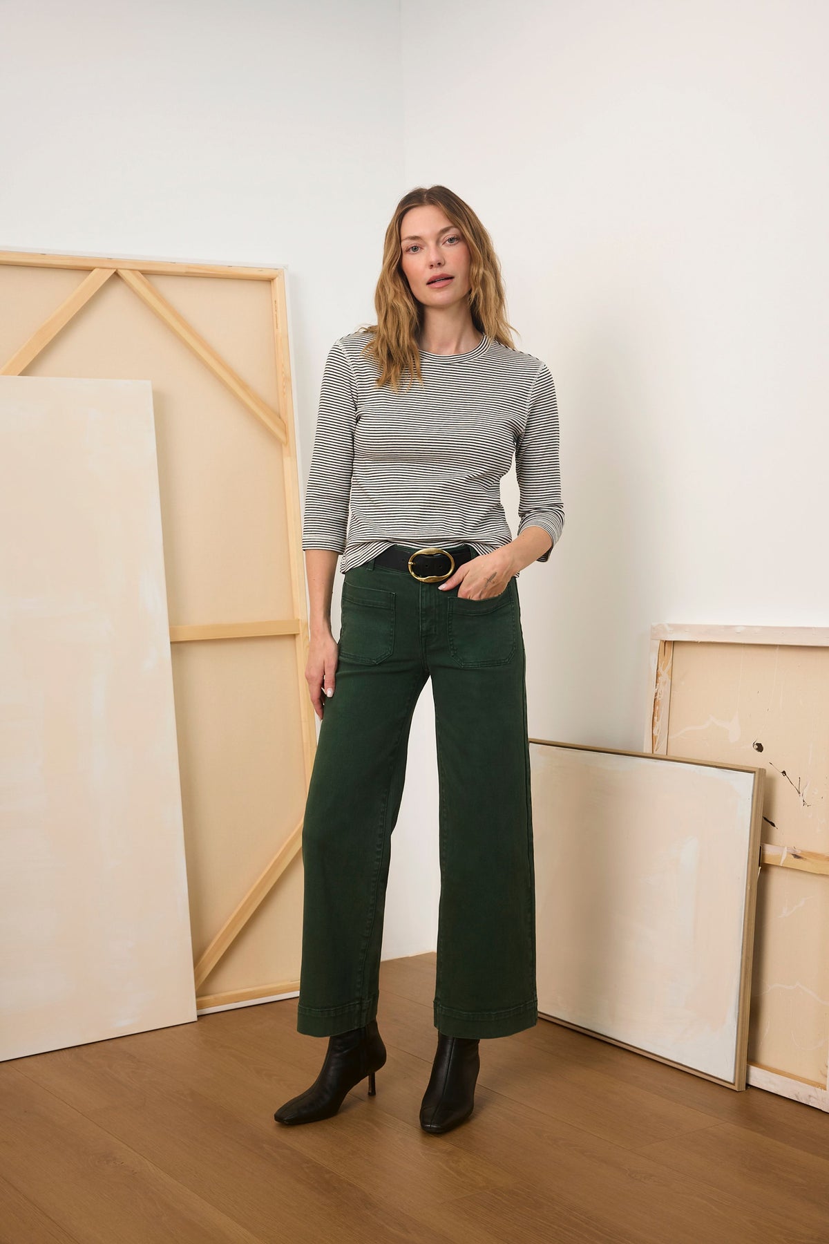 Chelsea Wide Leg - Washed Forest