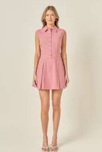 Sleeveless Mini Dress - Red Plaid