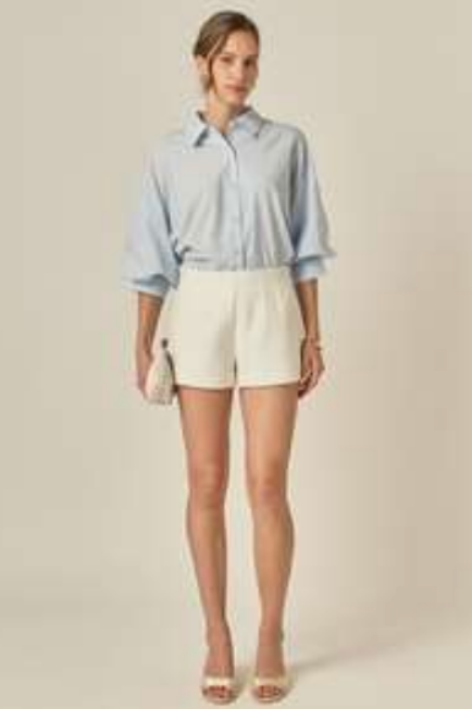 Button Front Top - Powder Blue