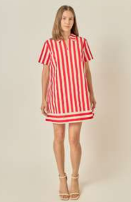 Red & White Striped Dress