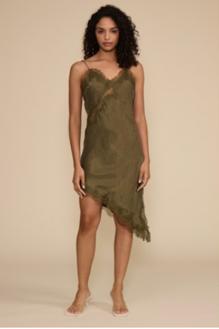 Maude Lace Insert Dress - Olive