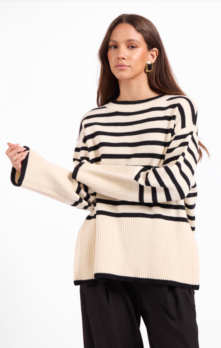 Flynn Crewneck Sweater - Black Cream