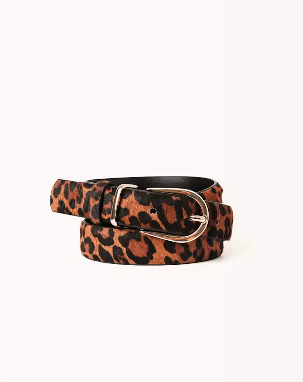 Clara Belt - Leopard Pony Leather/Gold