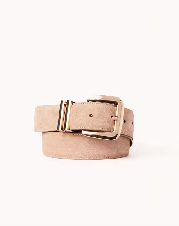 Delta Belt - Fawn Suede Leather/Gold