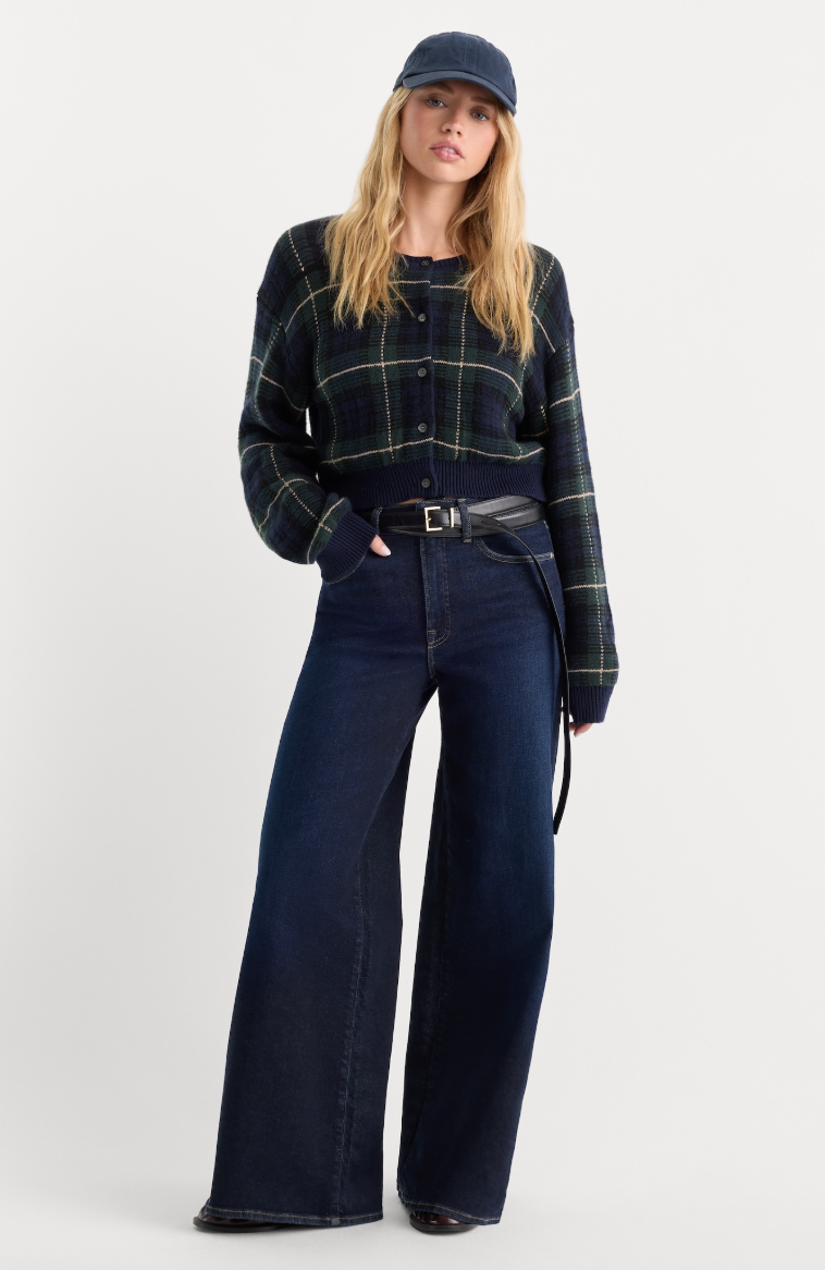 Soft Tech Good Waist Palazzo Ankle Jeans - Indigo1308
