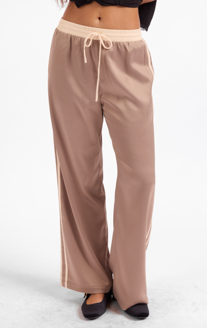 Delaney Track Pants - Taupe Cream