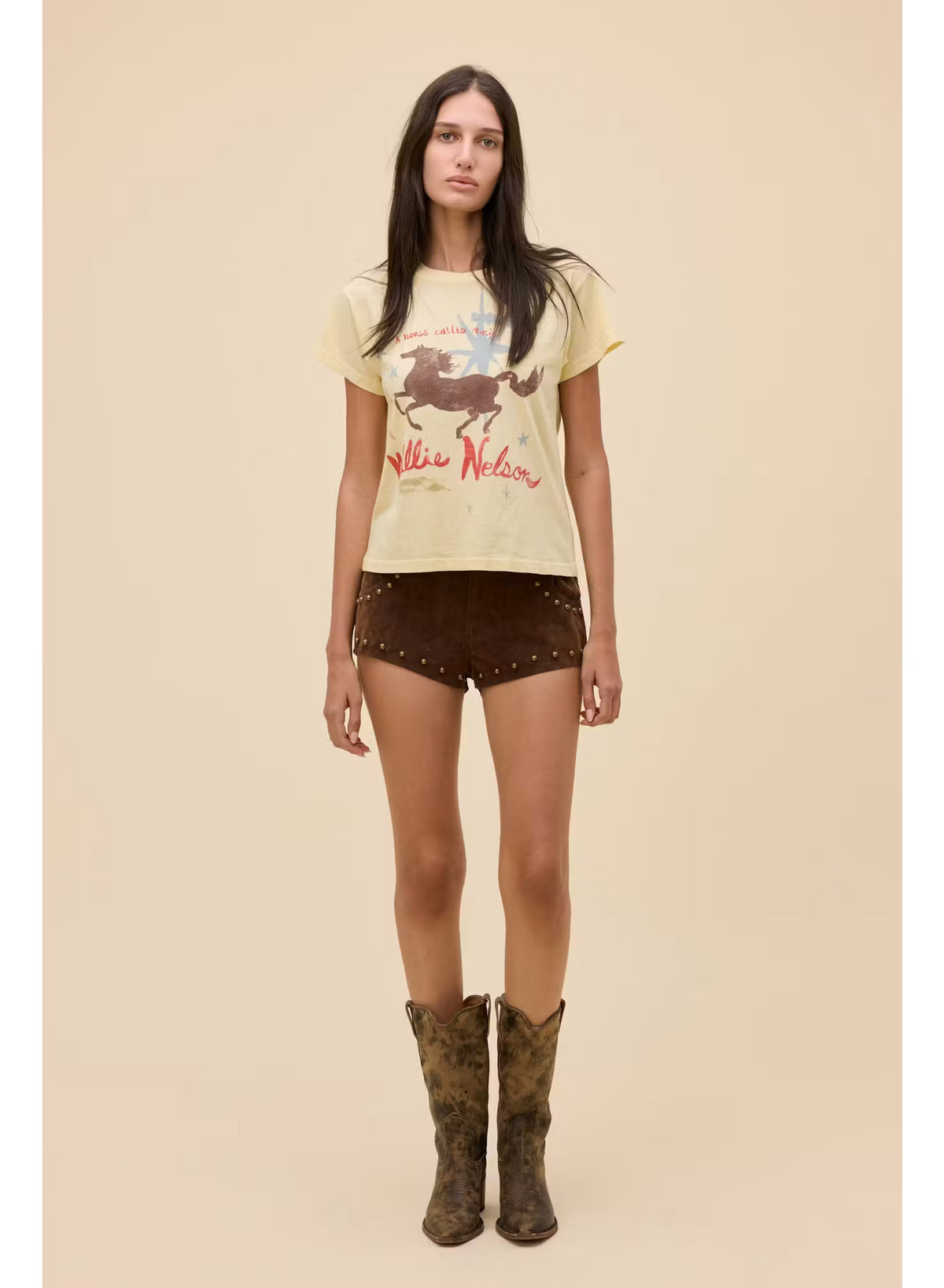 Willie Nelson Horse Called Music Solo Tee - Sheer Yellow