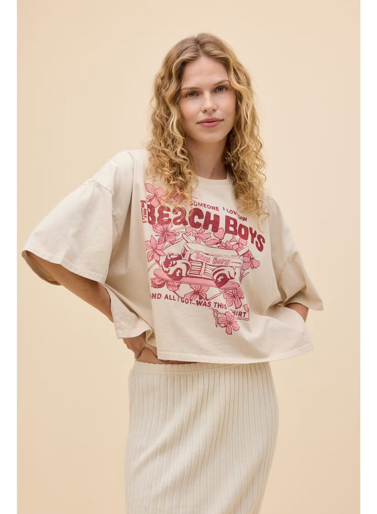The Beach Boys Someone I Love Cropped OS Tee - Dirty White