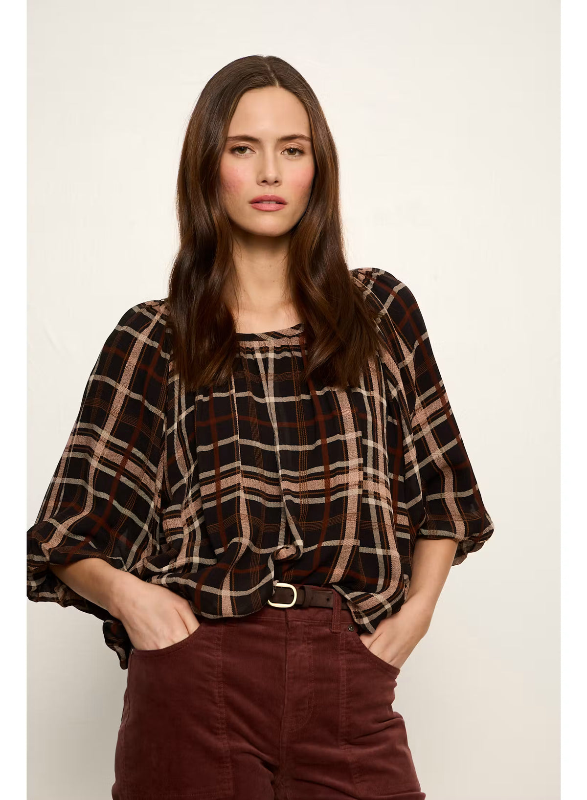 Cloud Nine Top - Cinder Plaid