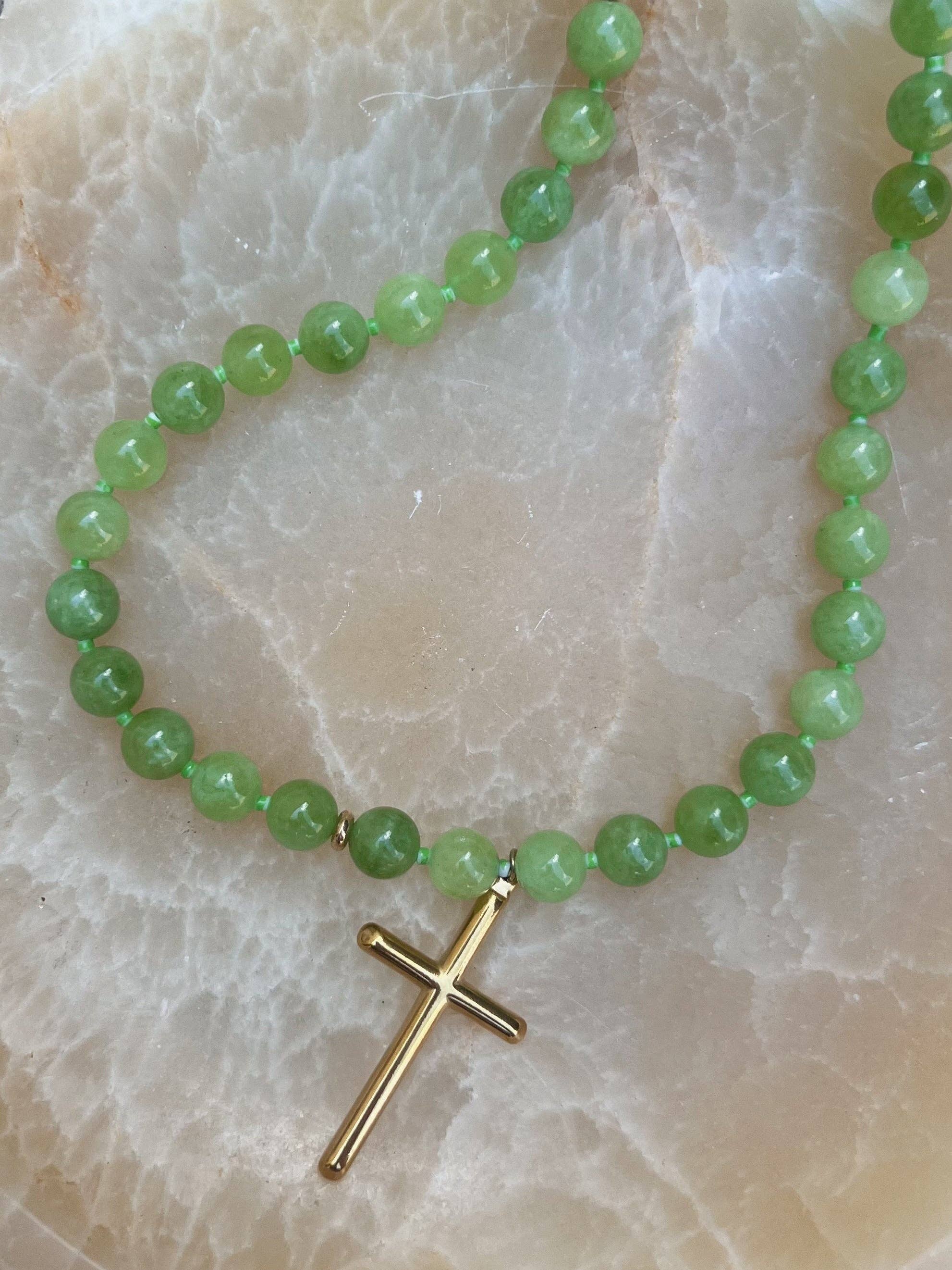 Conley Beaded Cross Necklace : Water Resistant and Hypoallergenic
