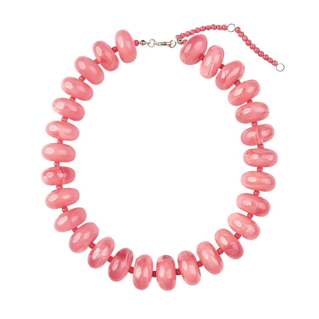 Bailey Chunky Beaded Necklace- Light Pink