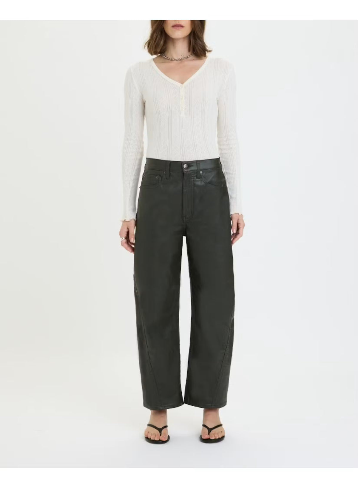 DAZE: Westward High Rise Seamed Barrel - Coated Fern