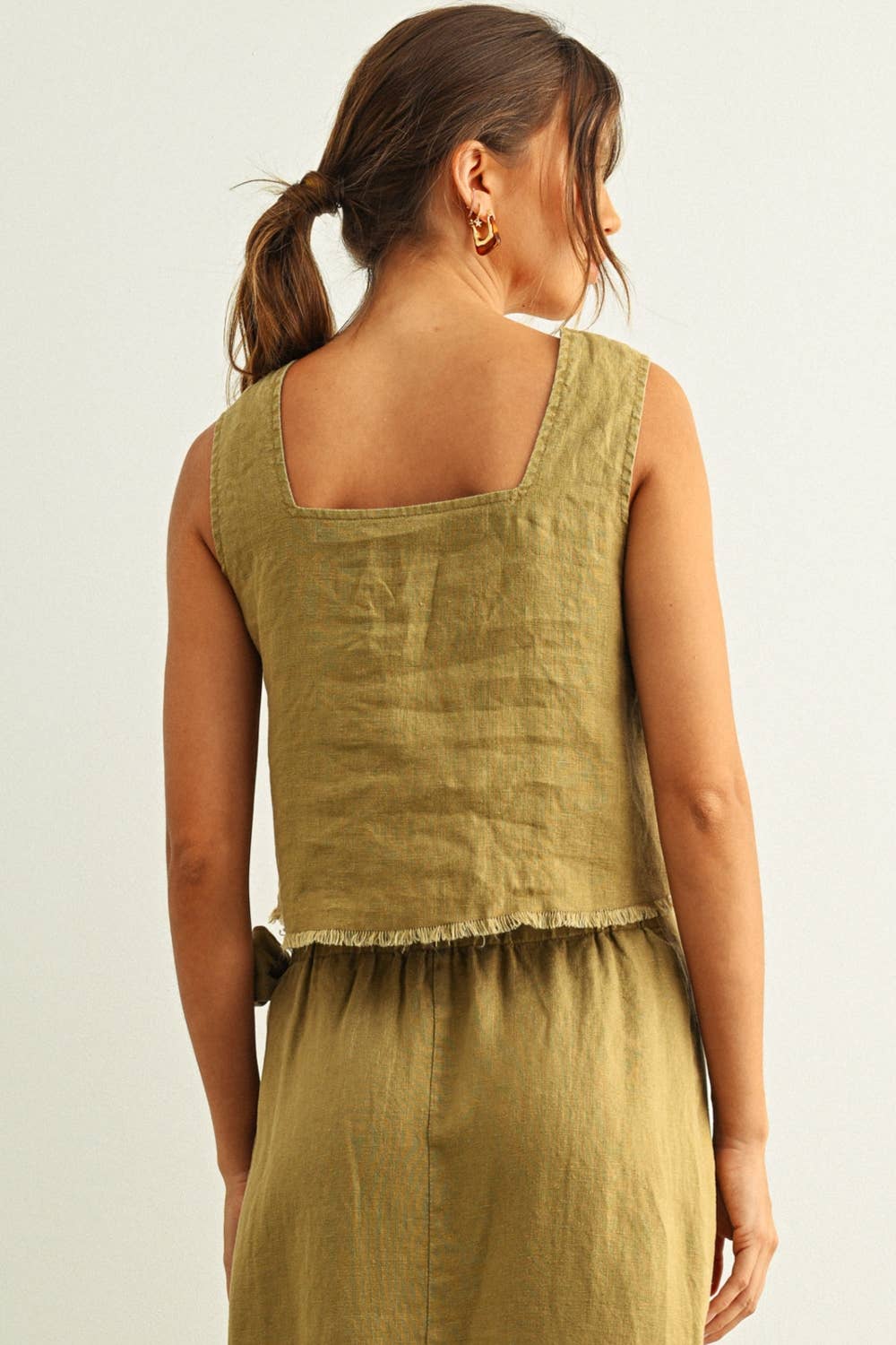 T6261ST   SHORT SLEEVE SQUARE NECK RAW HEM TOP