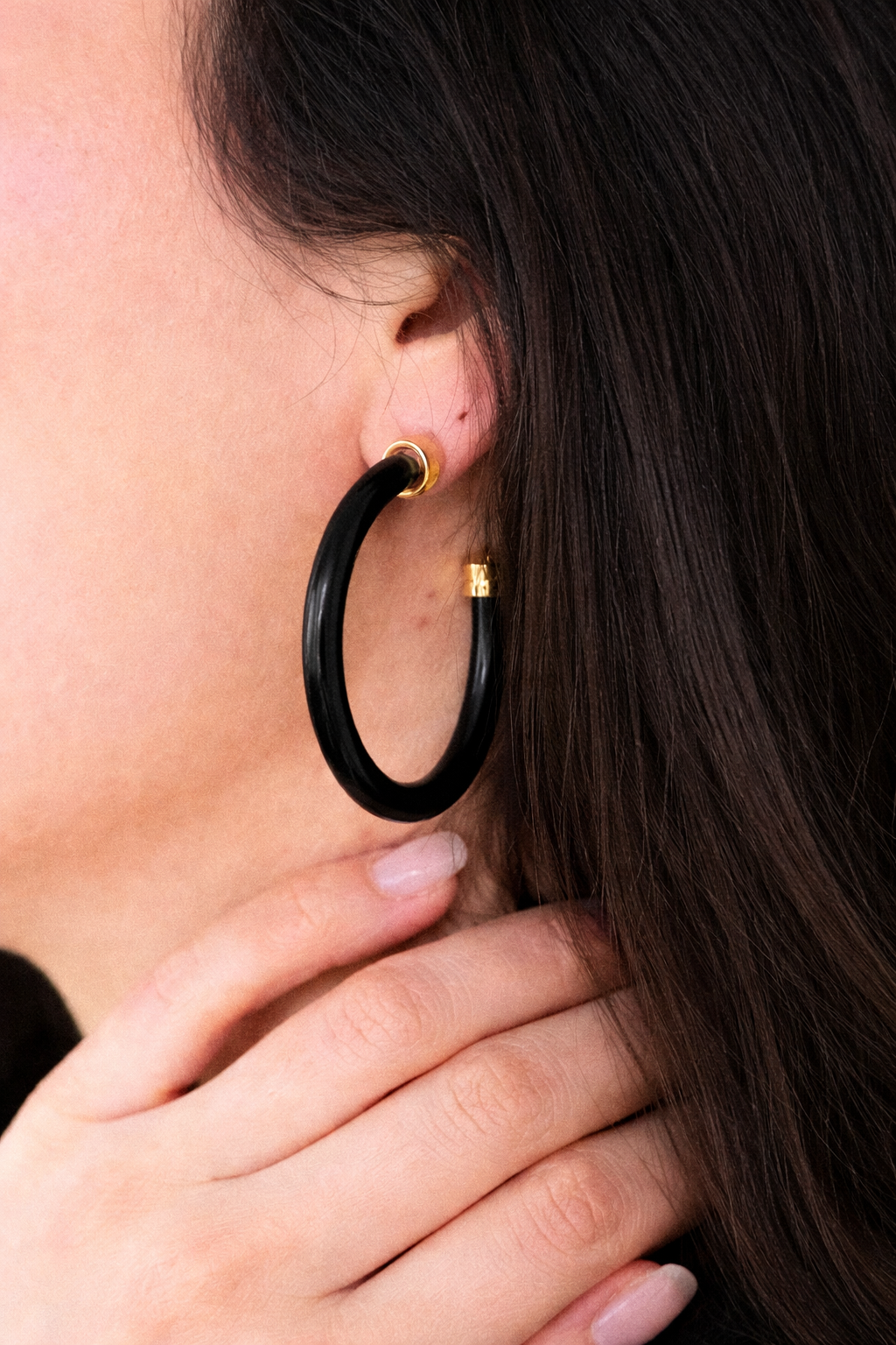 Hoo Hoops: Black Acrylic Hoop Earrings