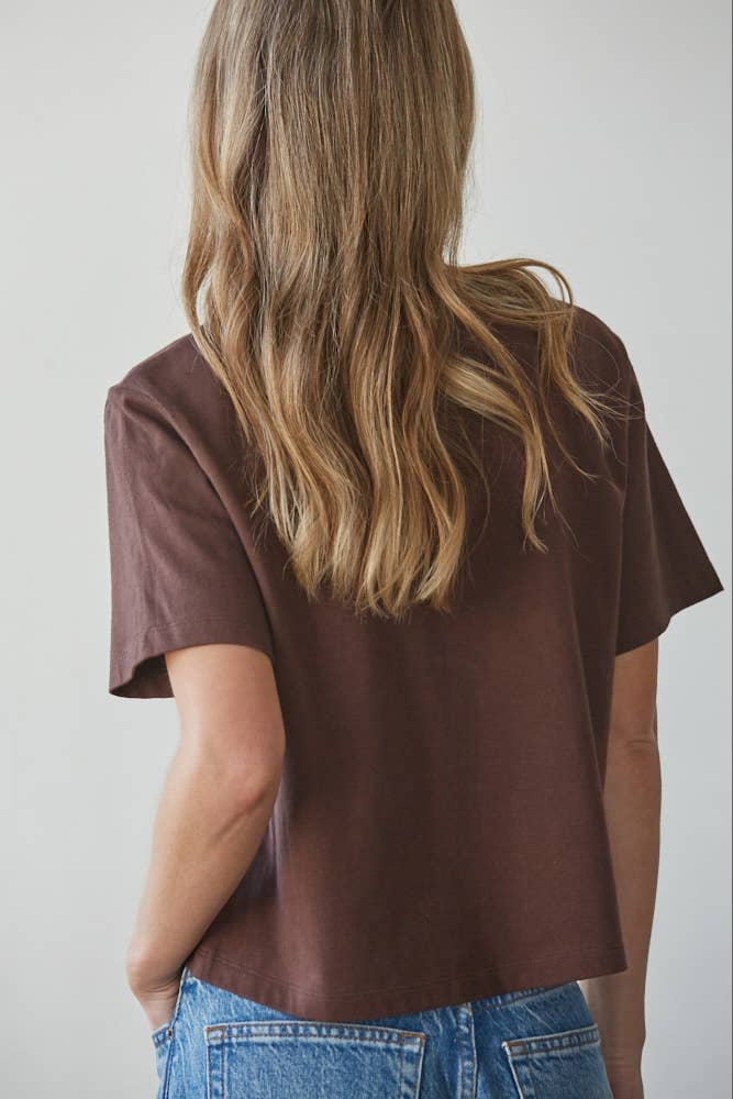 L8686 | Knit Cotton Round Neck Short Sleeve Crop Top