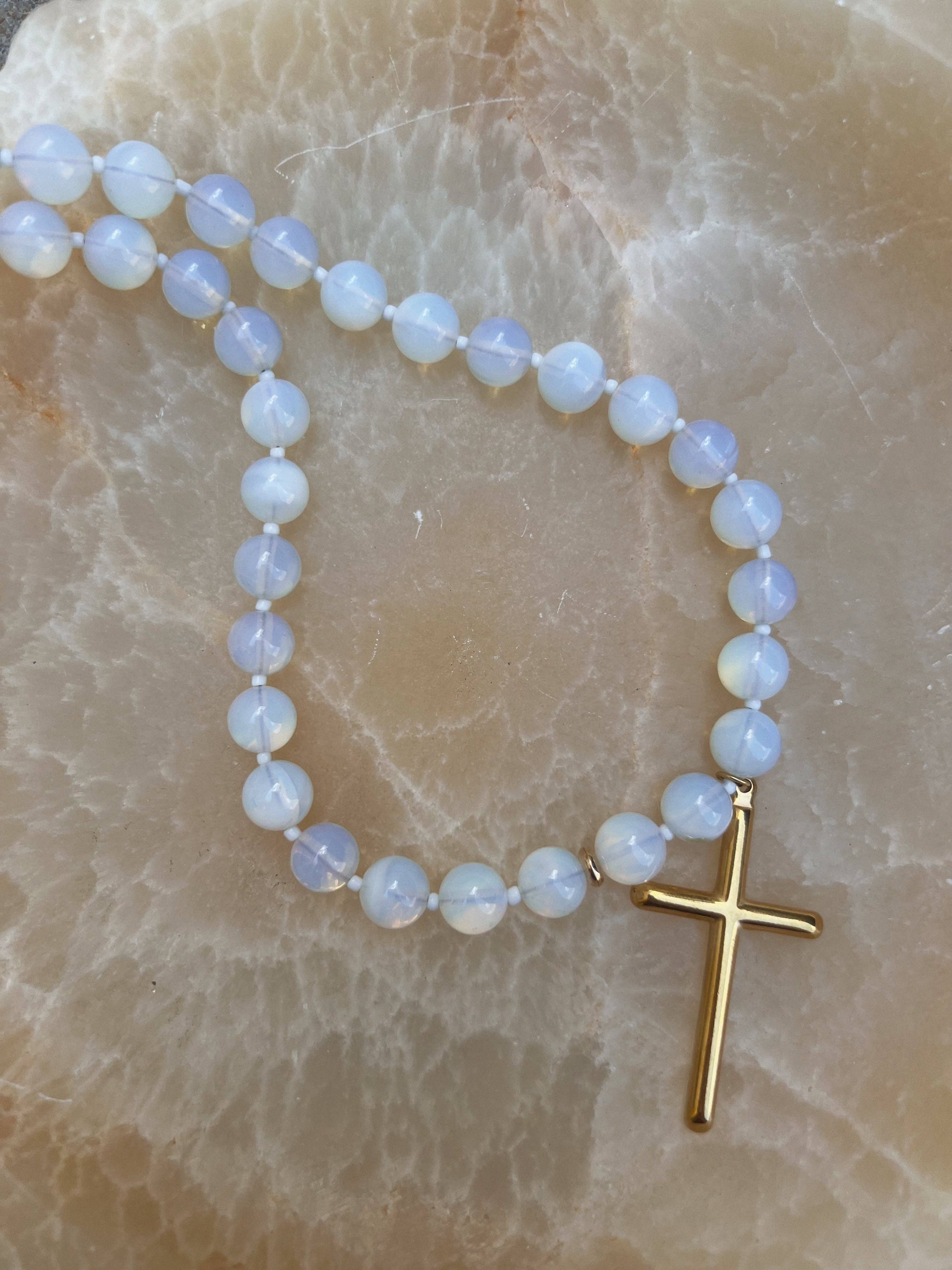 Conley Beaded Cross Necklace : Water Resistant and Hypoallergenic