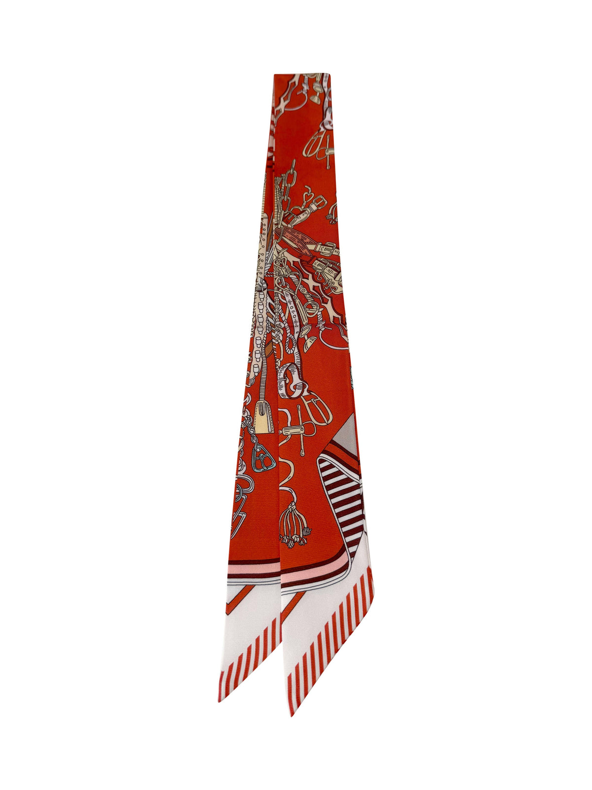Knotted Red Multi Print Scarf Necklace-S98