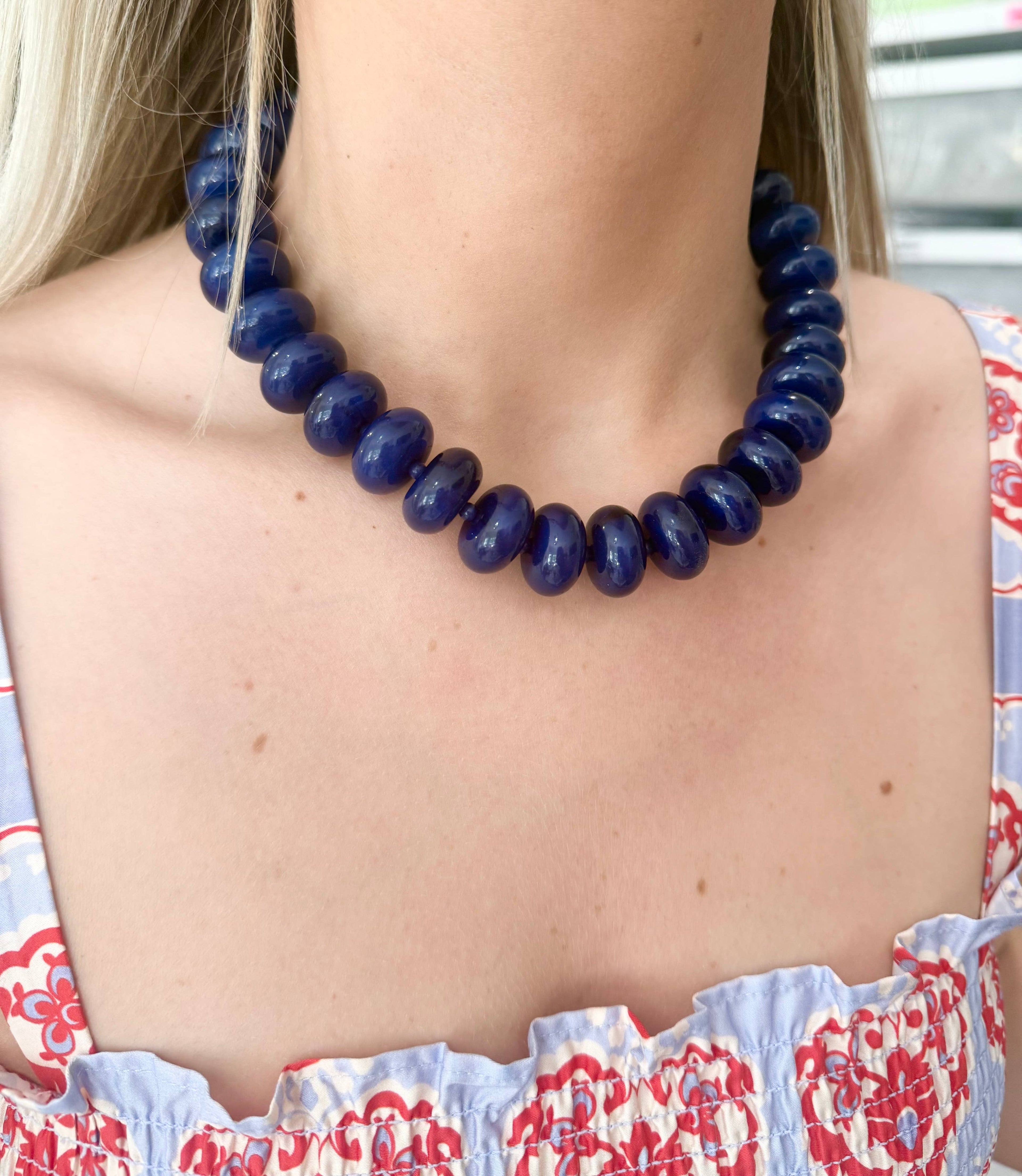 Bailey Chunky Beaded Necklace- Light Pink