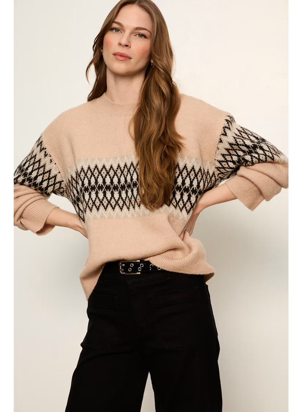 Sanctuary: Argyle Crew Pullover - Hazelnut Argyle