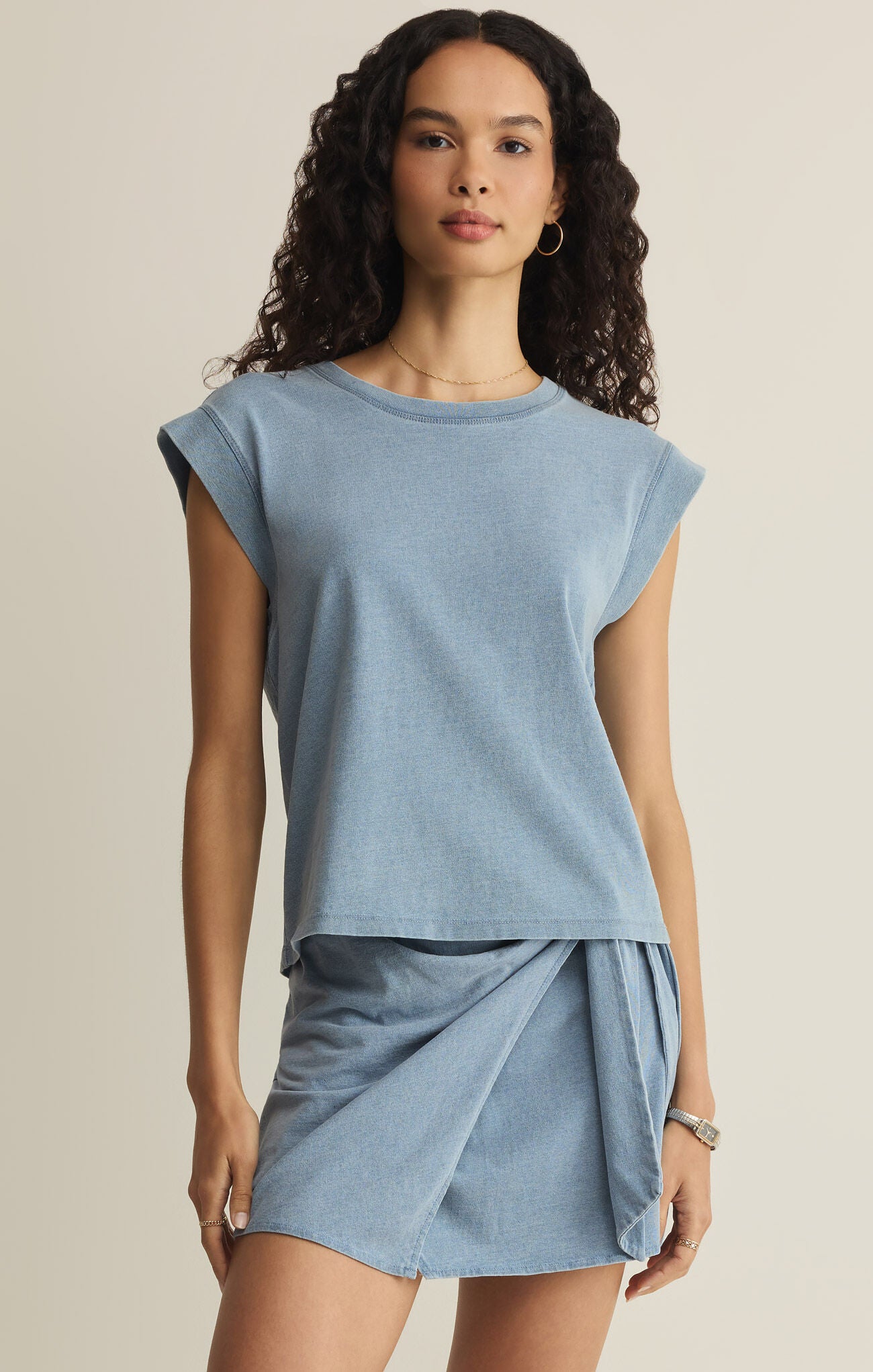 CAMINO JERSEY DENIM TOP - OCEAN AIR INDIGO