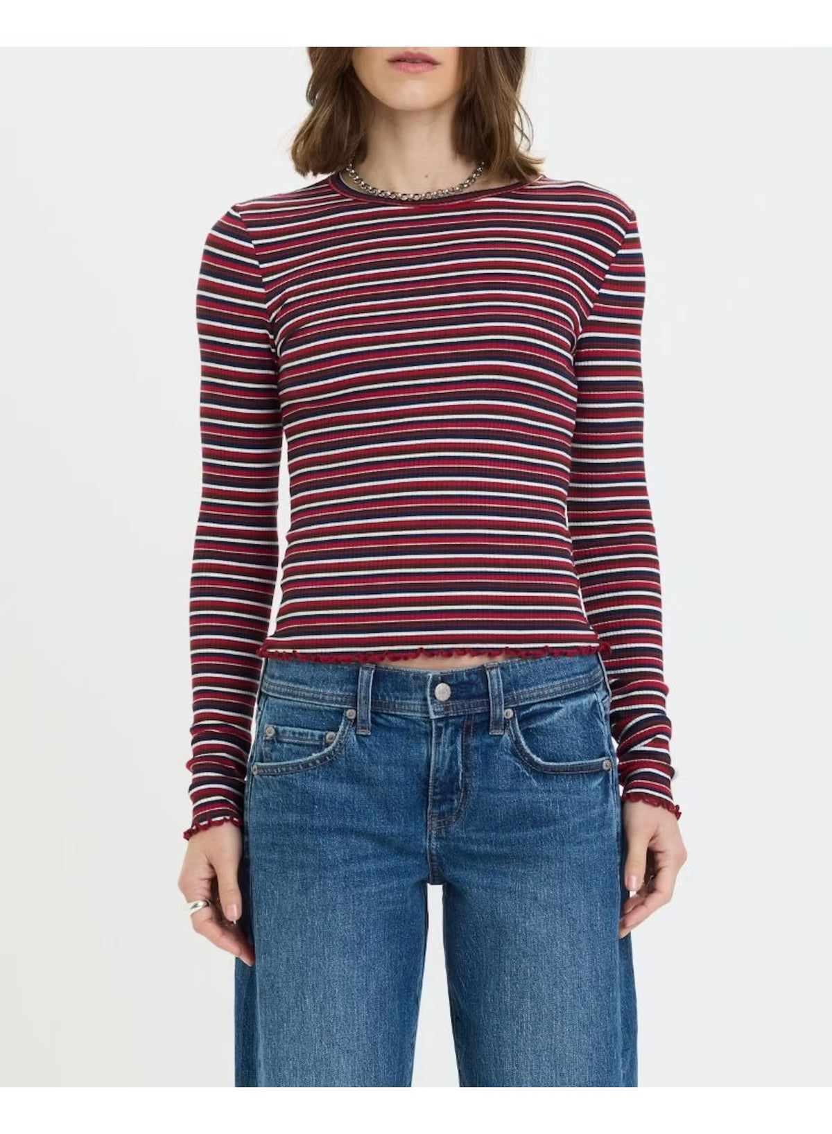 Moondrift Long Sleeve Variegated Rib Tee - Serra Stripe