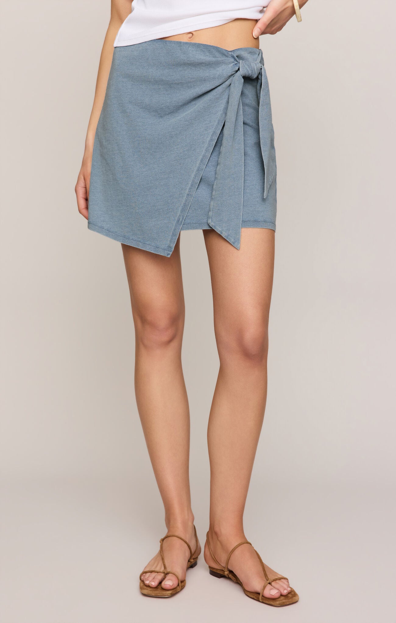SORA JERSEY DENIM MINI SKIRT - OCEAN AIR INDIGO