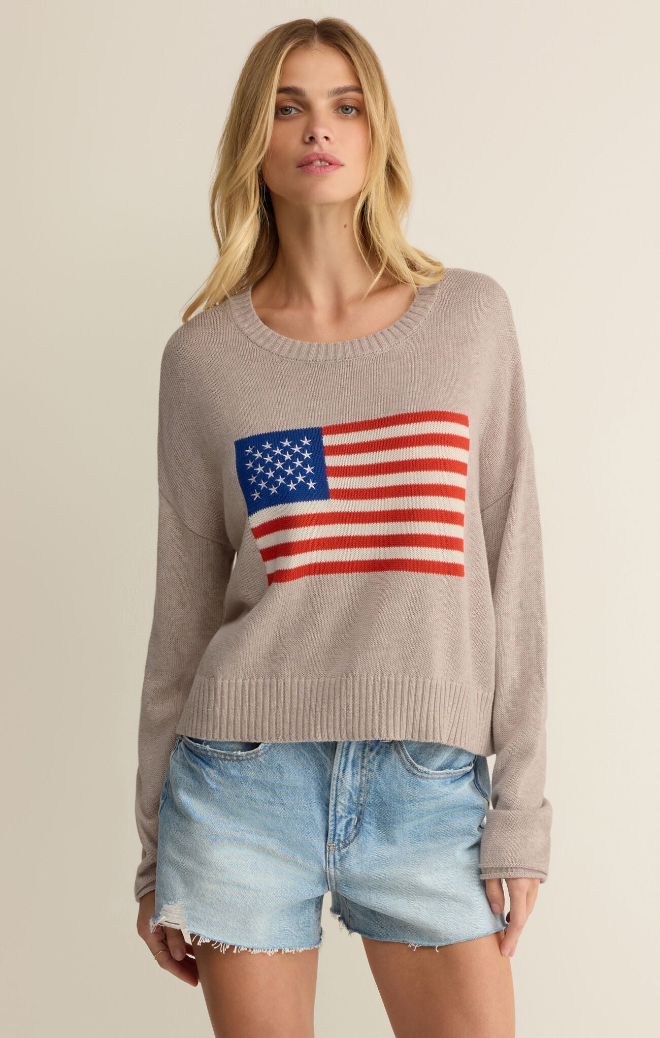 SIENNA PATRIOT SWEATER - NATURAL HEATHER